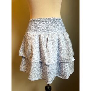 Abercrombie Kids Girls Blue Floral Smocked Tiered Ruffle Mini Skort 11 12 Shorts